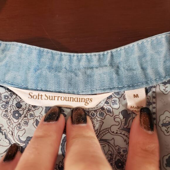 Soft Surroundings Adelaide Chambray Tunic Top Size 1X Light Blue Tencel Lyocell - Picture 8 of 11